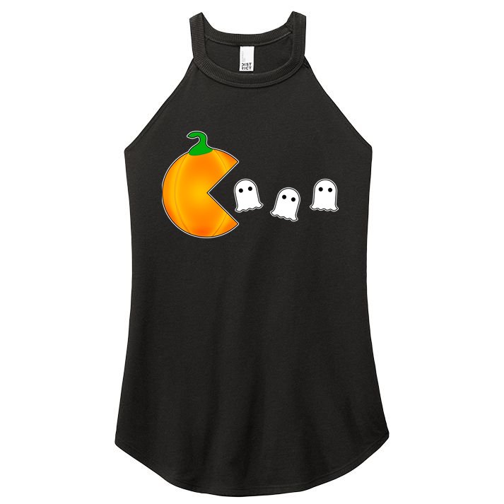 Retro Pumpkin Video Game Funny Halloween Women's Perfect Tri Rocker Tank