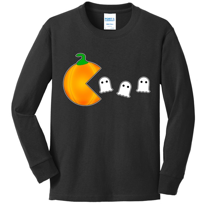 Retro Pumpkin Video Game Funny Halloween Kids Long Sleeve Shirt