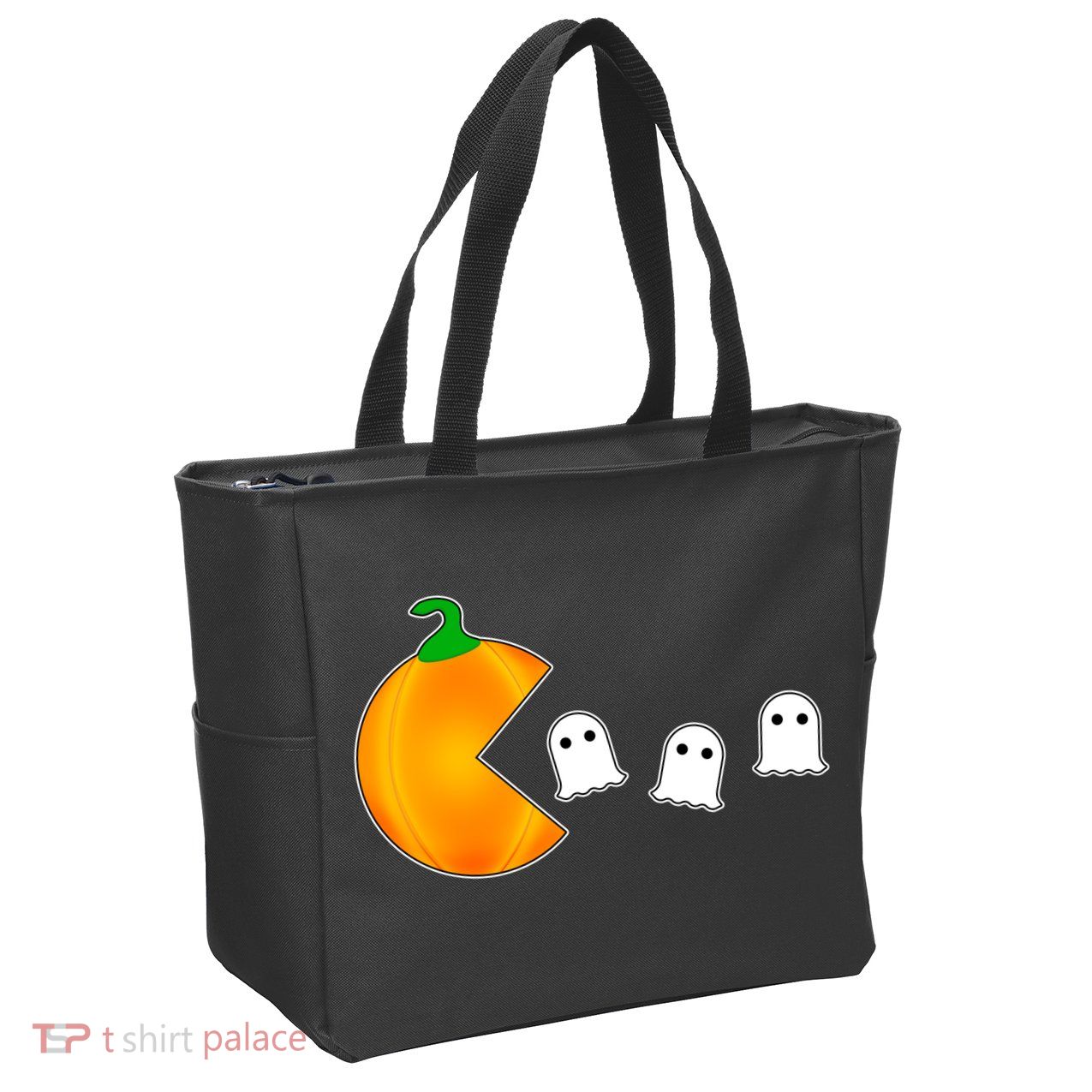 Retro Pumpkin Video Game Funny Halloween Zip Tote Bag