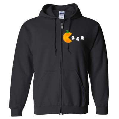 Retro Pumpkin Video Game Funny Halloween Full Zip Hoodie