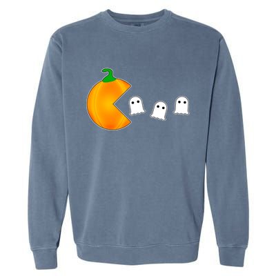 Retro Pumpkin Video Game Funny Halloween Garment-Dyed Sweatshirt