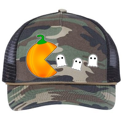 Retro Pumpkin Video Game Funny Halloween Retro Rope Trucker Hat Cap