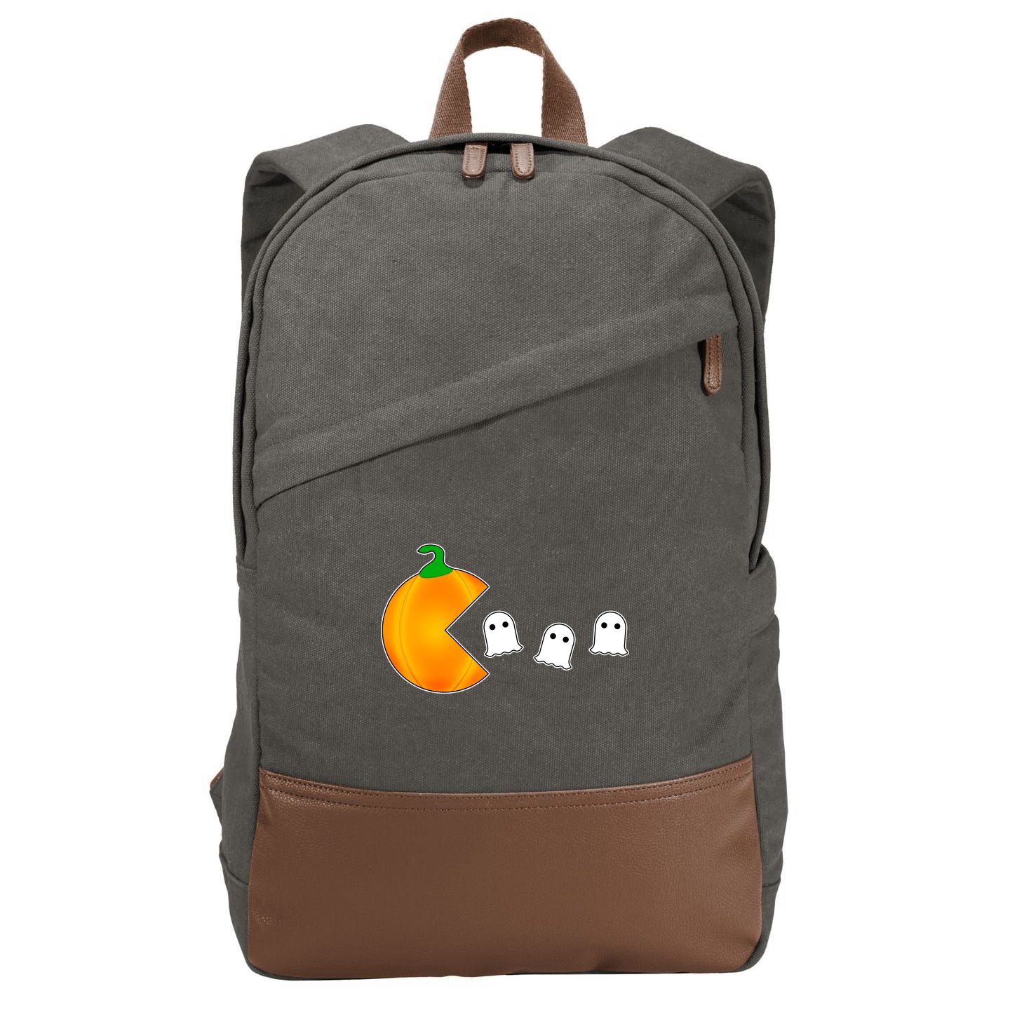 Retro Pumpkin Video Game Funny Halloween Cotton Canvas Backpack