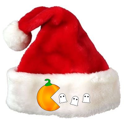 Retro Pumpkin Video Game Funny Halloween Premium Christmas Santa Hat