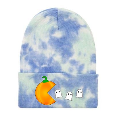 Retro Pumpkin Video Game Funny Halloween Tie Dye 12in Knit Beanie