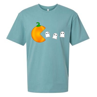 Retro Pumpkin Video Game Funny Halloween Sueded Cloud Jersey T-Shirt