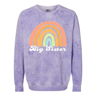 Retro Rainbow Big Sister Sibling Reveal Announcement Colorblast Crewneck Sweatshirt