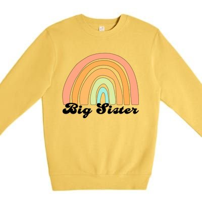 Retro Rainbow Big Sister Sibling Reveal Announcement Premium Crewneck Sweatshirt