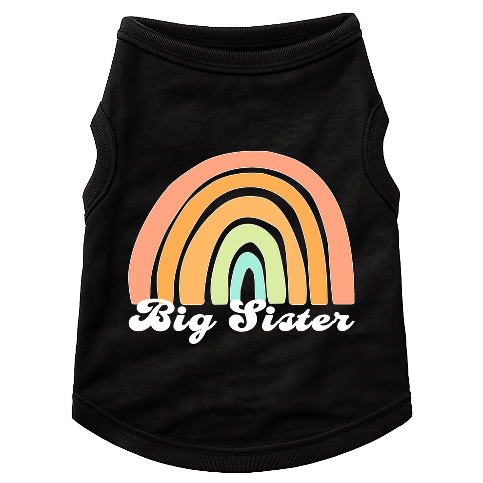 Retro Rainbow Big Sister Sibling Reveal Announcement Doggie Tank