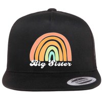 Retro Rainbow Big Sister Sibling Reveal Announcement Flatbill Hat