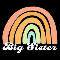 Retro Rainbow Big Sister Sibling Reveal Announcement Flatbill Hat