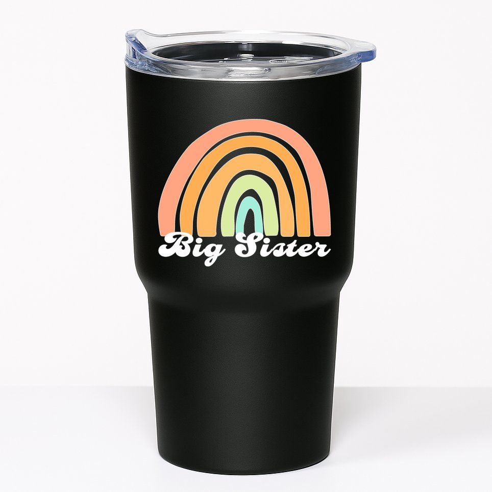 Retro Rainbow Big Sister Sibling Reveal Announcement Tumbler