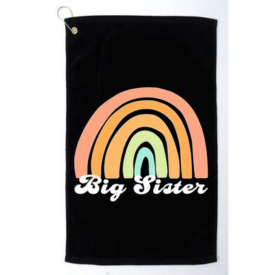 Retro Rainbow Big Sister Sibling Reveal Announcement Golf Towel