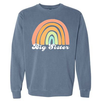 Retro Rainbow Big Sister Sibling Reveal Announcement Garment-Dyed Sweatshirt