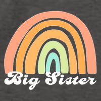 Retro Rainbow Big Sister Sibling Reveal Announcement Vector Backpack