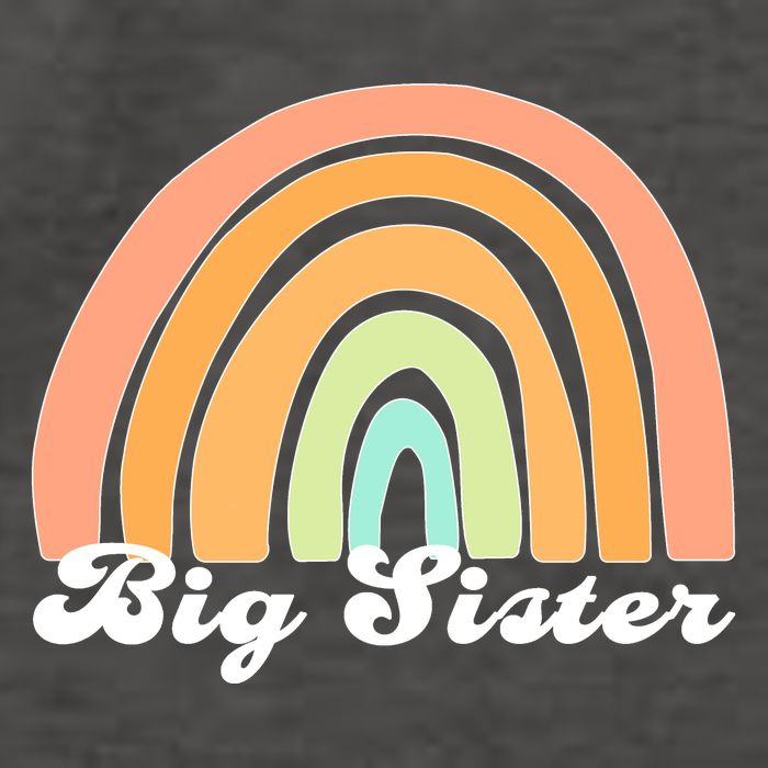 Retro Rainbow Big Sister Sibling Reveal Announcement Vector Backpack