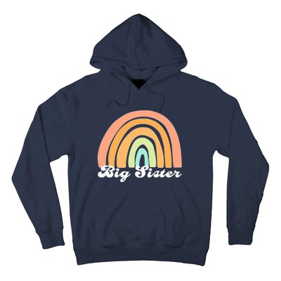 Retro Rainbow Big Sister Sibling Reveal Announcement Hoodie