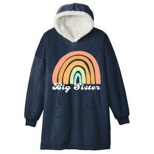 Retro Rainbow Big Sister Sibling Reveal Announcement Hooded Wearable Blanket