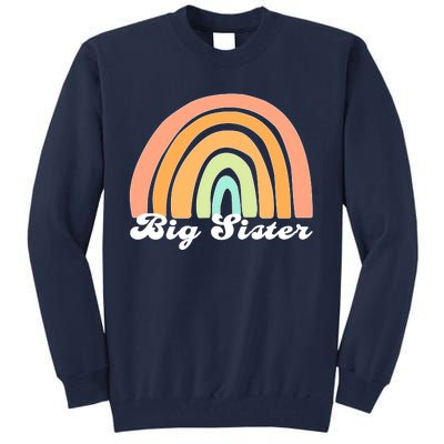 Retro Rainbow Big Sister Sibling Reveal Announcement Tall Sweatshirt