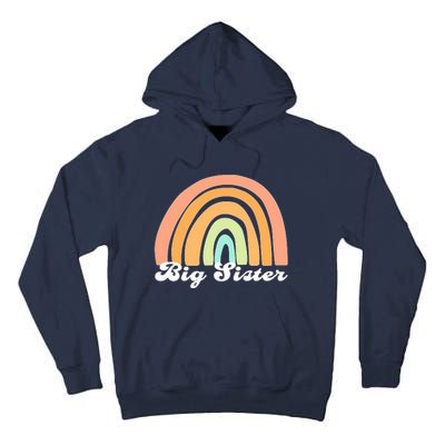 Retro Rainbow Big Sister Sibling Reveal Announcement Tall Hoodie