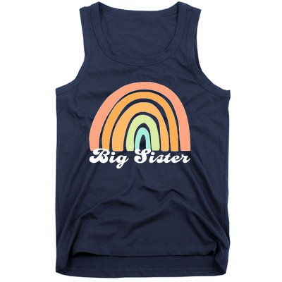 Retro Rainbow Big Sister Sibling Reveal Announcement Tank Top