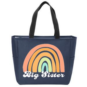 Retro Rainbow Big Sister Sibling Reveal Announcement Zip Tote Bag