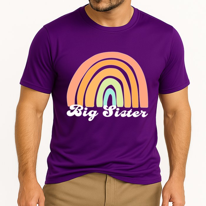 Retro Rainbow Big Sister Sibling Reveal Announcement Cooling Performance Crew T-Shirt
