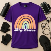 Retro Rainbow Big Sister Sibling Reveal Announcement Cooling Performance Crew T-Shirt