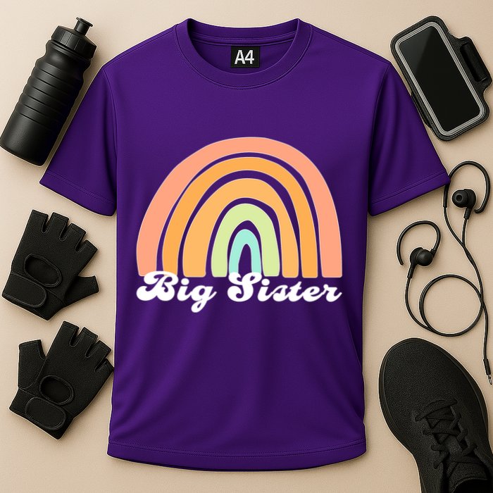 Retro Rainbow Big Sister Sibling Reveal Announcement Cooling Performance Crew T-Shirt
