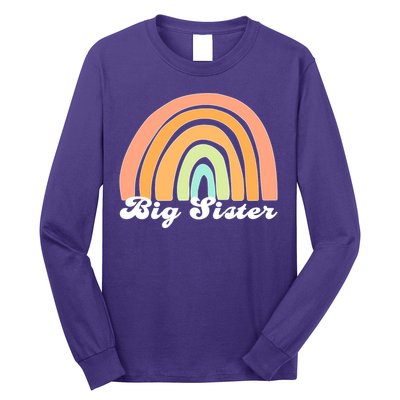 Retro Rainbow Big Sister Sibling Reveal Announcement Long Sleeve Shirt