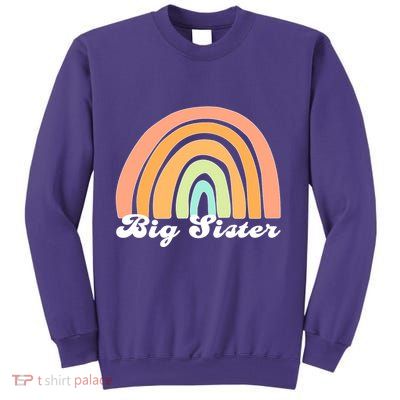 Retro Rainbow Big Sister Sibling Reveal Announcement Sweatshirt