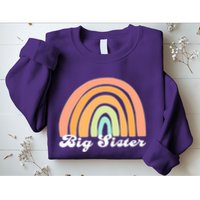 Retro Rainbow Big Sister Sibling Reveal Announcement Sweatshirt
