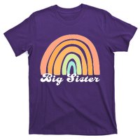 Retro Rainbow Big Sister Sibling Reveal Announcement T-Shirt