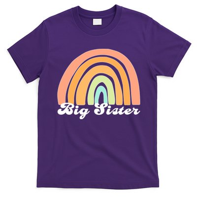 Retro Rainbow Big Sister Sibling Reveal Announcement T-Shirt