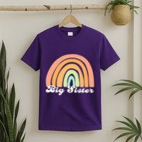 Retro Rainbow Big Sister Sibling Reveal Announcement T-Shirt