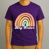 Retro Rainbow Big Sister Sibling Reveal Announcement T-Shirt