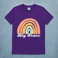 Retro Rainbow Big Sister Sibling Reveal Announcement T-Shirt
