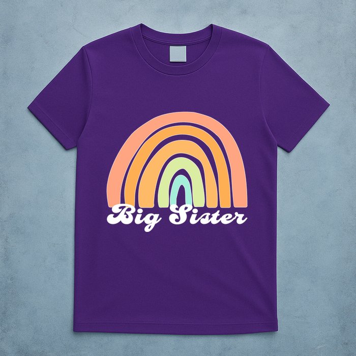 Retro Rainbow Big Sister Sibling Reveal Announcement T-Shirt