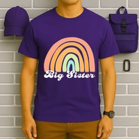 Retro Rainbow Big Sister Sibling Reveal Announcement T-Shirt