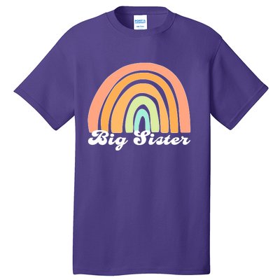 Retro Rainbow Big Sister Sibling Reveal Announcement Tall T-Shirt