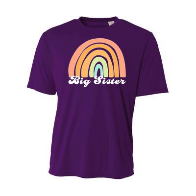 Retro Rainbow Big Sister Sibling Reveal Announcement Youth Performance Sprint T-Shirt