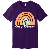 Retro Rainbow Big Sister Sibling Reveal Announcement Premium T-Shirt