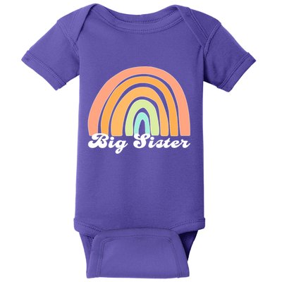 Retro Rainbow Big Sister Sibling Reveal Announcement Baby Bodysuit