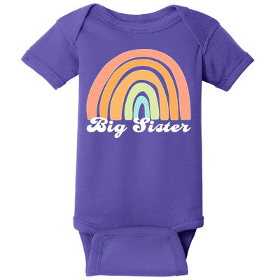 Retro Rainbow Big Sister Sibling Reveal Announcement Baby Bodysuit