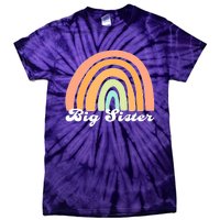 Retro Rainbow Big Sister Sibling Reveal Announcement Tie-Dye T-Shirt