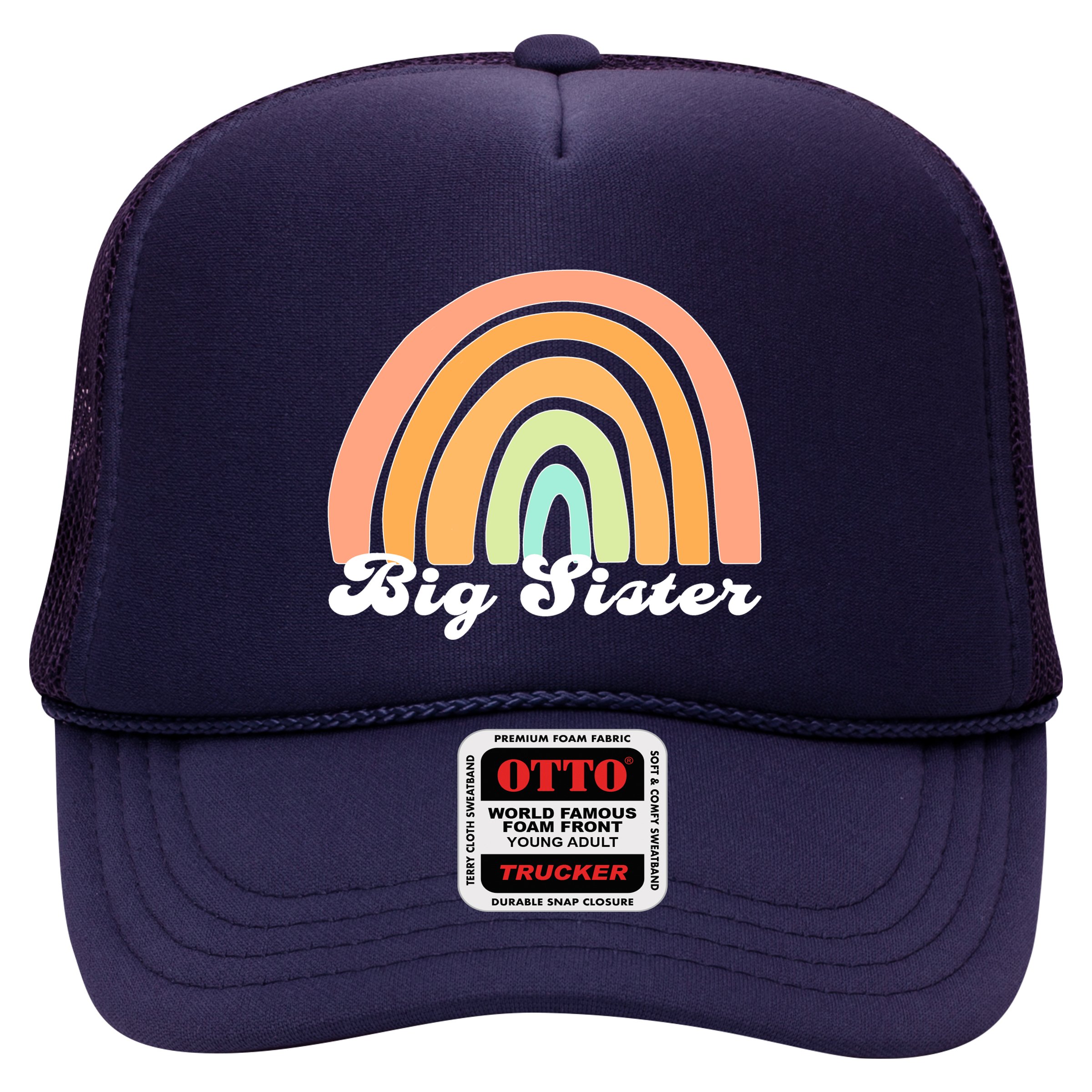 Retro Rainbow Big Sister Sibling Reveal Announcement Hat