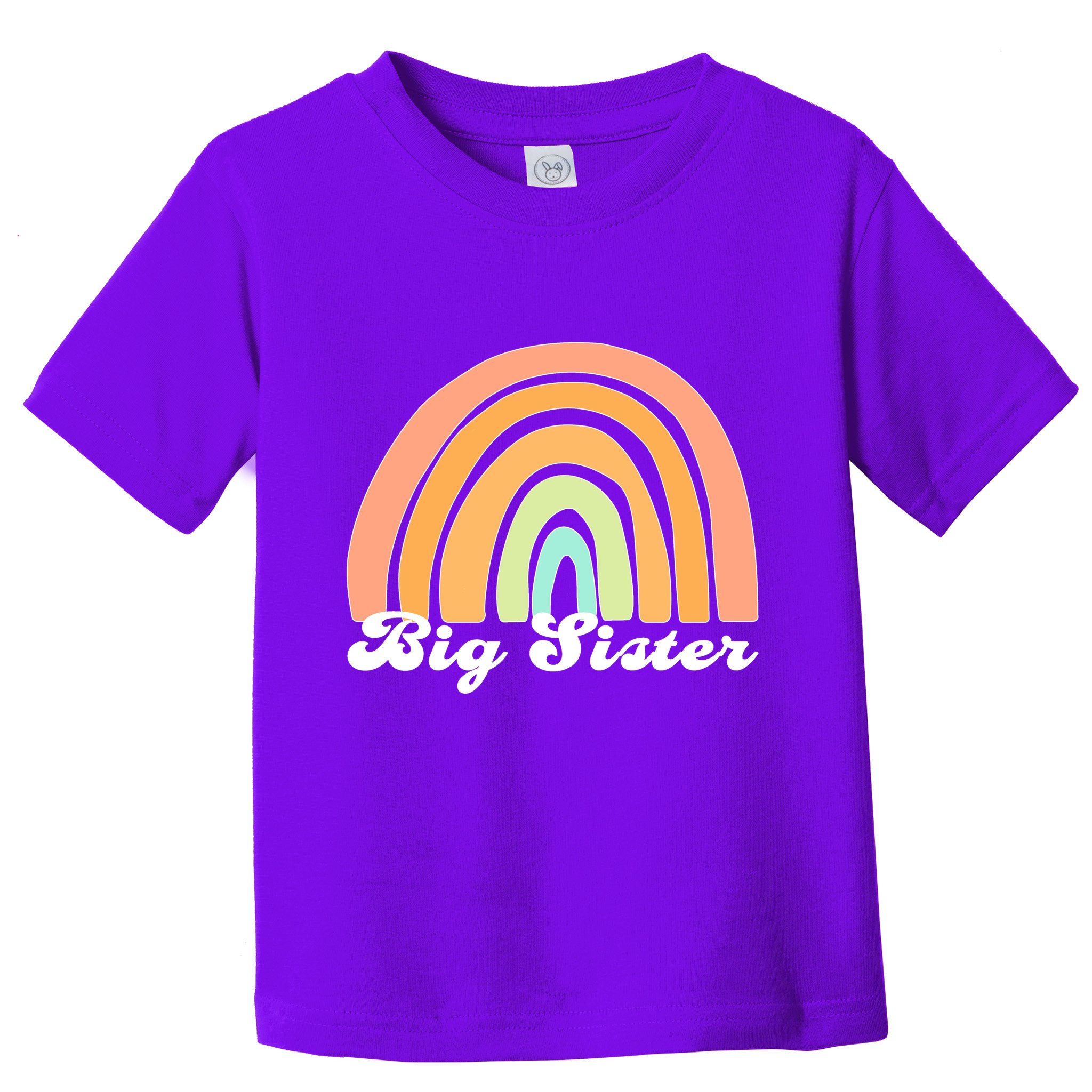 Retro Rainbow Big Sister Sibling Reveal Announcement Toddler T-Shirt