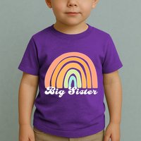 Retro Rainbow Big Sister Sibling Reveal Announcement Toddler T-Shirt