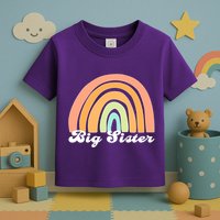 Retro Rainbow Big Sister Sibling Reveal Announcement Toddler T-Shirt