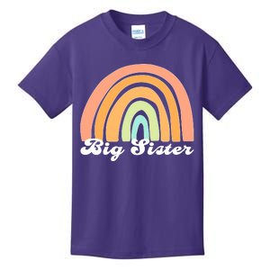 Retro Rainbow Big Sister Sibling Reveal Announcement Kids T-Shirt